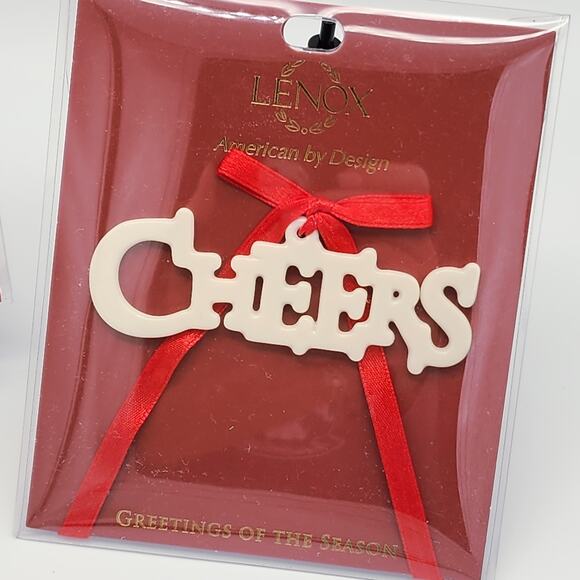 Lenox 2 Ornaments Snowman and Cheers Christmas Charms Tags NIB 853717, 825752 - Picture 5 of 8
